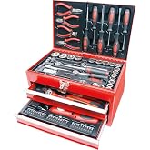 Br&uuml;der Mannesmann Tool box 155 pcs, CrV steel, 6V | M29066 | 2 Drawers &amp; Top Compartment with Lockable Battery Screwdriver Se