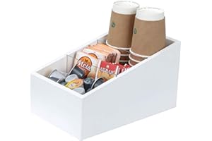 Halcent Scatola Porta Bustine di tè caffè Organizer con 3 Scomparti, Scatola Porta tè in Legno Contenitore caffè Bustine tè Organizer per Cialde caffè, tè, Spezie