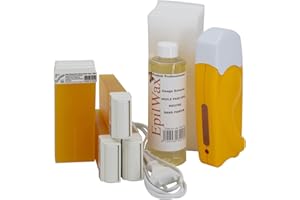 EpilWax - Kit Chauffe Cire Épilation Professionnelle avec 4 x Recharges Roll on Cire Miel, 100 x Bandes d'Épilation et Huile après Épilation - Gamme Solo