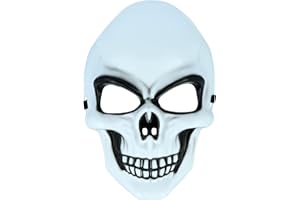 HENBRANDT Adult White Skeleton Mask Scary Skull Face Mask Creepy Face Cover Horror Cosplay Trick or Treat Halloween Fancy Dress Costume Accessories for Children and Adults