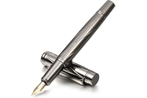 Amaxiu Luksusowe metalowe pióro wieczne, wytrzymałe, z cienką stalówką, kompatybilne z wkładami atramentowymi 3,4 mm, do kaligrafii, prezent do biura biznesowego