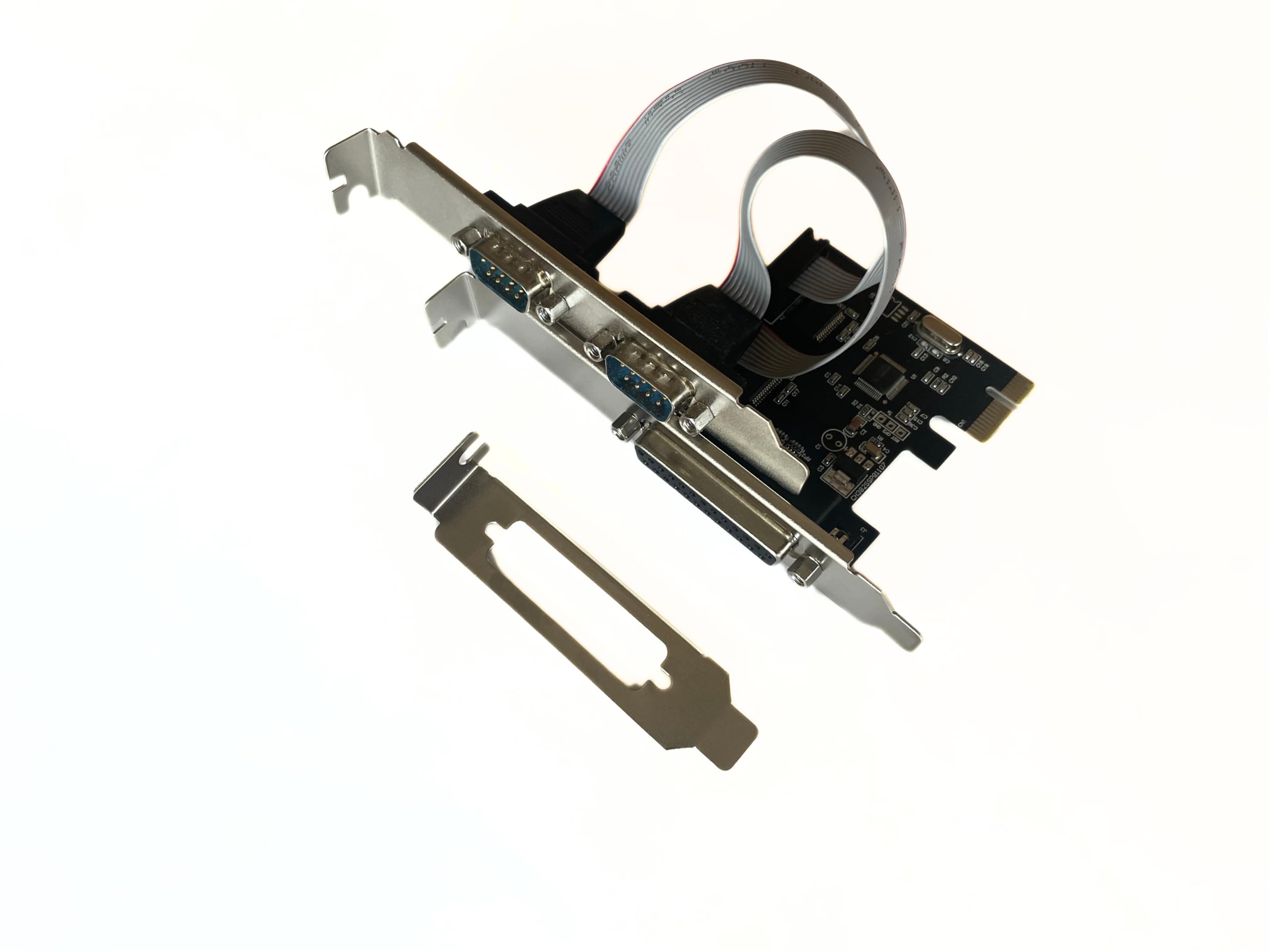 Pci Express 2Port Serial + 1Port Parallel Card | PCIE to RS232 (DB9) COM Port & DB25 Parallel Port Combo Card WCH 382 Chipset for Desktop with Low Bracket