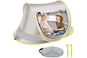 BLYEMICHDI Tente Anti-UV Bébé, Tente de Plage Pop Up Bébé, Haute Protection Solaire FPS 50+, Abri de Plage pour Tentes pour Enfantts, Utilisation Extérieure & Intérieure, Simple à Installer, 140x95x60 cm