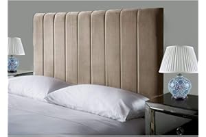 GENERIC Affordable Luxury Portland Lined Headboards in Elegant Plush Velvet Fabric, for Divan Beds, Bedroom and Hotel Furniture (4FT6 Double- Height 24", Pebble)