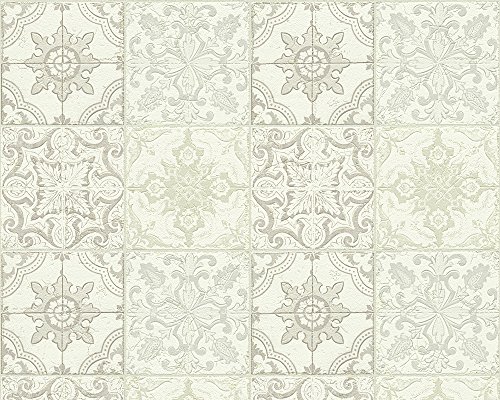 A.S. Création Tapete Faro 4, Mustertapete in Fliesenoptik, beige, creme, weiß, 300423