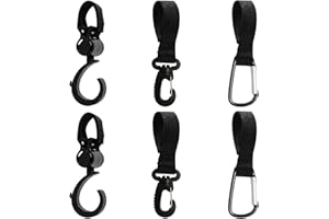 BORISCA 6 Pezzi Nero Ganci Passeggino Antiscivolo, Gancio Passeggino Universali Gancio Passeggino per Borsa Rotanti Ganci Borsa Passeggino di Leggero per Passeggino Amaca Borsa Passeggino