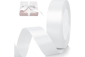AiQInu Nastro Raso Bianco, 25mm x 22m Per Confezioni Regalo, Fai Da Te, Bouquet, Nastri Per Pacchi Regalo Per Matrimoni，Progetti Di Cucito, Creazione Di Fiocchi, Decorazioni