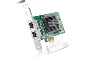 ipolex 1.25G Ethernet Network Card, 2x RJ45+ Port, 10GbE NIC Compare to Intel E1G42ET, Support Windows Server/Windows/Linux/VMware (Not Support VMware ESXi 7.0 or above, Mac OS)