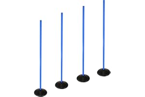 SPORTIKEL24 Lot de 4 pieds à disque combinés en caoutchouc plein et barre de 100 cm - Base en caoutchouc et barre d'entraînement pour slalom et entraînement de coordination - Pour football et sports