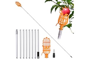 Wiseten Raccogli Frutta Telescopico, 3,2 m Raccogli ciliegie con Asta Telescopica in Alluminio e Cesto per Raggiungere Punti Inaccessibili Negli Alberi da Frutto