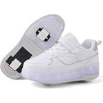 Baskets Glisse Garçons Filles Chaussures à Roulettes Enfants 2 En 1 - Roues Rétractables - Patins Et Baskets Réversibles Cadeau Garçon Fille Sport