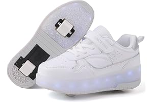 ROLLTONGOZ Scarpe Ragazza da Ragazzo con Ruote, Scarpe con luci,2 in 1 per Bambini, con rotelle, per Skateboard, Sneakers