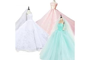 Abree 3 pièces Robe de Mariage Blanche en Dentelle Mode Princesse pour La Poupées Mannequinse (A)