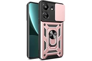 COMAKU Funda para Xiaomi Redmi 13C / Poco C65, Militar TPU+PC Bumper Antigolpes Carcasa Rugged Caso, con Tapa Deslizante y Anillo Soporte - Oro Rosa