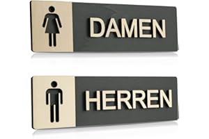 MANSCHIN-LASERDESIGN WC Schild Echtholz Anthrazit Holz Edel Piktogramme Toilette Toilettenschilder Türschild Damen Herren (Damen & Herren)