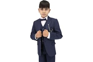 SIRRI Costume Formel texturé 6 pièces pour garçons – Coupe ajustée pour Pageboy, Mariage, Communion, 1 à 16 Ans