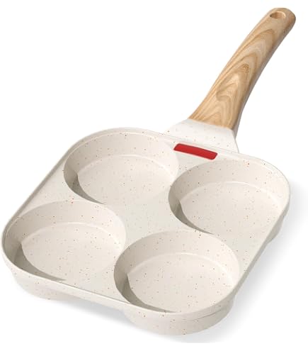 Poêle à 4 Compartiments Briebe - Pour œufs, Crêpes, Burgers, Compatible Induction Et Gaz, Sans PFOA