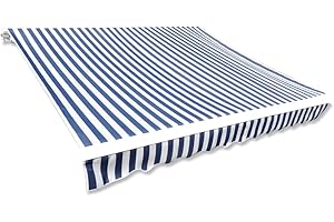 AUVYI Awning Canvas, Blue & White, 6 x 3 m (without Frame), Awning Replacement Fabric, Balcony Awnings, Sun Protection, Fabric, Outdoor Awning Fabric, Waterproof, High-Quality Replacement Cloth