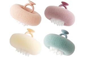 GROSPE 4 Stück Peeling-Badeschwämme für Erwachsene, Sonnenblumen-Duschball-Schwamm, sanftes Peeling, Massagehaut, multifunktionaler Duschschwamm, das ideale Badewerkzeug