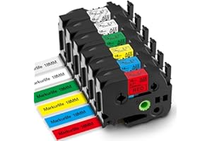 Markurlife Compatible avec Brother TZe 18mm Ruban pour ÉtiqueteuseTZe-241 TZe-141 TZe-441 TZe-541 TZe-641 TZe-741 Laminé Etiquette Recharge pour Brother P-Touch PT-D400 PT-D450 PT-D600 PT-P700 PT-2430