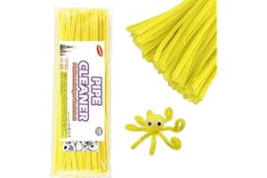 KIMMAX Set di 80 pennelli per pipa, colore giallo e 100 steli in ciniglia, per bambini, fai da te e decorazioni (giallo)