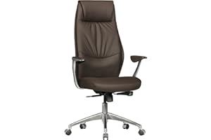 FineBuy biurowy FineBuy Fotel skórzany Real z zagłówkiem i ramionami Ergonomiczne krzesło obrotowe z oparciem 120 kg | Krzesło biurowe Krzesło komputerowe Wysokie oparcie