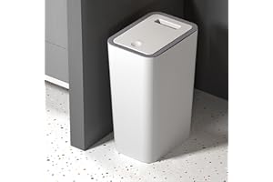 SIGHTDAY White Plastic Bin with Lid - 9L Push Button Dog Proof Bin for Kitchen, Bathroom, Bedroom, Office, Living Room