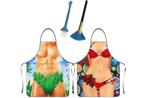 Anzhee 2 Stücke Männer Damen lustiges Schürze kreative Kochschürze Küchenschürze Grillschürze Lustige Motiv Sexy Schürze für Herren Damen Freund Party Lustige Schürze Geschenk