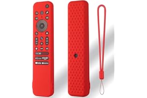 HESUPY Silikonowe etui na pilota do Sony RMF-TX810U RMF-TX811U RMF-TX910U, pilot zdalnego sterowania, odporny na wstrząsy, antypoślizgowy futerał ochronny ze smyczą (kolor czerwony)