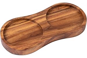 DeroTeno Vassoio per macina sale e pepe, diametro interno 6,8 cm, Legno d'acacia, supporto per macina pepe, protezione del tavolo da pranzo (il macina pepe e il macina sale non sono inclusi)