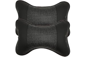 Zceplem 2 Almohadas para El Cuello del Coche, Viaje Piel Sintética, Cómoda Suave Transpirable para Asiento Coche, Cojín para Reposacabezas, Alivio del Dolor Cuello Conducción, Negro