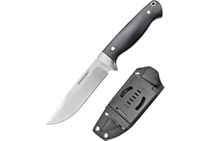 HARNDS Defender D2, Cuchillo de Caza de Hoja Fija de Acero de Espiga Completa para Acampar al Aire Libre, Cuchillo de Hoja Fija de Supervivencia Bushcraft (G10 Griff+Kydex Scheid)