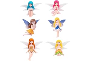 MYQIQI 6 Pcs Fairy Garden Accessories,Small Fairy Cake Toppers – Adorable Flower Fairy Figures for Garden Decor, Outdoor Fairy Accessories, Tiny Plastic Ornaments, Perfect for Birthdays and Gifts