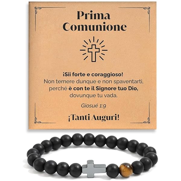 Bracciale Per Comunione In Acciaio E Pelle - Regalo Elegante Per Bambini - Foto 14