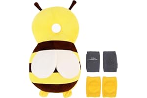 Jisrcha Baby Kopfschutz, Baby Kopfschutz Fallschutz Rucksack mit Knieschoner zum Krabbeln, Baby Krabbelhilfe für 4-24 Monate Kinder, die Krabbeln und Laufen Lernen, Bienenförmig