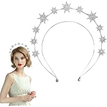 Fascia per Capelli con Stelle, Doppio Strato Fascia per Capelli con Corona di Stelle Halo Tiara con Strass a Stella Copricapo della Dea Corona Nuziale da Sposa per Donne Ragazze (D'oro