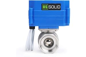 U.S. Solid 1" Válvula Motorizada 9-24V AC/DC 2 Vias acero inoxidable Válvula de bola electrica Normalmente Cerrado (NC), Configuración de 3 cables