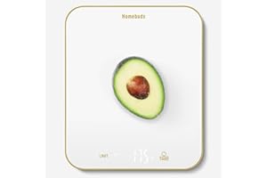 Homebuds 15kg Báscula de Cocina en 1g, Alta Precisión Asegurado por fábrica profesional de Bascula Cocina desde 2001, Balanza Cocina para cocinar y hornear, LED, 3*AAA, Blanca de Golden Line
