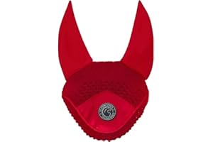 AK RIDING SPORTS AK Fly Hood for Horses – Soft Lycra Ears, Close-Knit Crochet, Comfortable Fit – Equestrian Ear Bonnet for Sport Horses AKRS-6069-01 (Red, X-FULL / (XL))