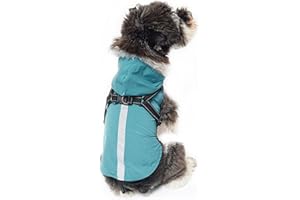 NICNICPET Hunde-Regenmantel mit Geschirr, Kapuze, Regenjacke, wasserdicht, Regenponcho, reflektierend, verstellbar, Mantel für Welpen, kleine, mittelgroße und große Hunde (Größe S, Grün)
