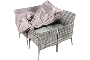 COSMO BUY 4 Piece Rattan Garden Furniture Set Outdoor Patio Sofa, table and chairs garden table Ideal for Pool Side, Balcony, Outdoor and indoor Conservatory Patio Set (Grey with Rain Cover)