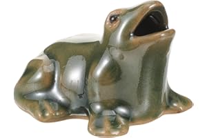 POPETPOP Ceramic Fountain Frog Ornament for Garden Decor with Circulating Waterfall Feature Small 2X1.6 Inch Decorative Frog for Yard Balcony Courtyard Water Fountain