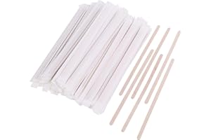 GENERIC 100 Pack - Individually Wrapped Coffee Stirrers - Birch Paper Wrapped- Lindsay Wholesale - Eco Friendly