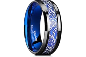 King Will Dragon 8mm/6mm Red/Blue/Green/Orange/Purple/Silver/Black/Azure/Mazarine Celtic Dragon Tungsten Carbide Mens Wedding Band Ring Comfort Fit