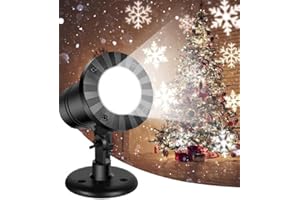 LANGUBABY Proyector Navidad Exterior Nieve Blanco, IP65 Impermeable LED Decoración Jardín Interior Fiesta Nochev Regalo