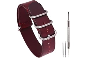 uEmoh Jednoczęściowe skórzane paski do zegarków w stylu NATO, oryginalne paski do zegarków dla mężczyzn i kobiet, 14 mm, 16 mm, 18 mm, 20 mm, 22 mm, 24 mm, pasek do zegarka ze skóry bydlęcej