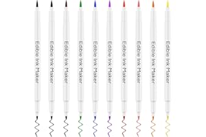 E-Kongton Stylos de coloriage comestibles : stylos de décoration alimentaire à double tête pour macarons, biscuits, gâteaux, œufs de Pâques, décorations d'Halloween, lot de 9 couleurs (2 noirs)