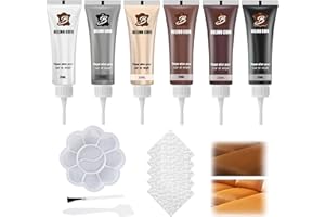SCIVEE Kit de Réparation pour Cuir,6 Couleurs Pâte Réparatrice Cuir,Réparation pour Cuir Liquide,Creme Reparatrice pour Le Cuir,Kit Rénovation Cuir pour Canapé, Veste en Cuir,Siège Auto,Chaussures,Manteaux