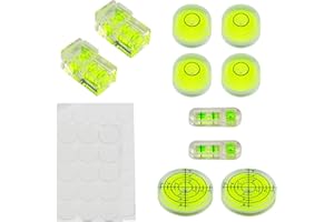 CJMUQHEHH 10 Mini Livella a Bolla Professionale Set Bolla Livella per Fotocamera, Mobili, Treppiedi, Campeggio con 50 Punti Adesivi Livella Bolla Compatta per Allineamento di Precisione