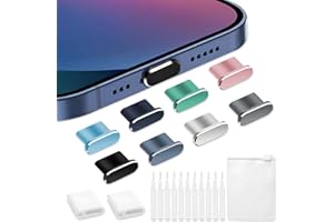 8 Stück Staubschutzstöpsel für iPhone, VEINARDYL USB C Ladeanschluss-Schutzkappe mit 10 Reinigungsbürsten, Staubschutzstöpsel für Kopfhöreranschluss kompatibel mit iPhone 15/16 Plus Pro Max 10th